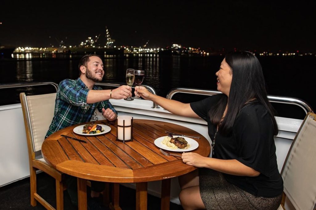 Couple Flagship cruise dinner in San Diego