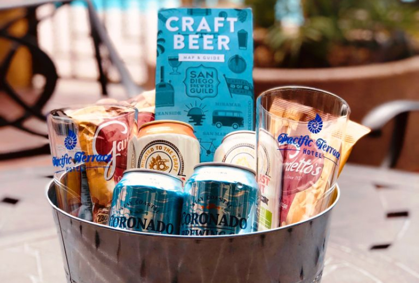 Beer kit with glasses and snacks landscape