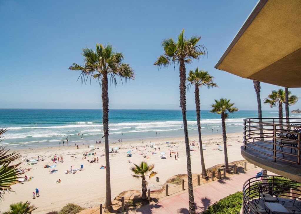 Balcony view of the beach
