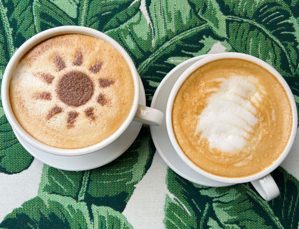 Two coffee drinks