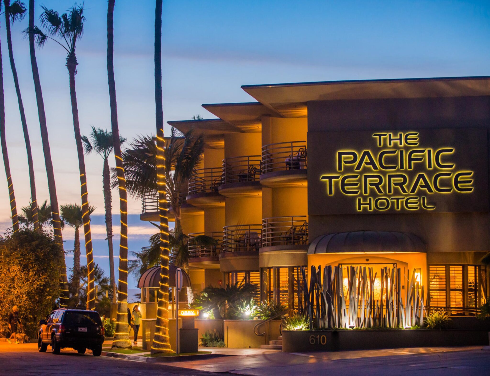 Hotel logo illuminated