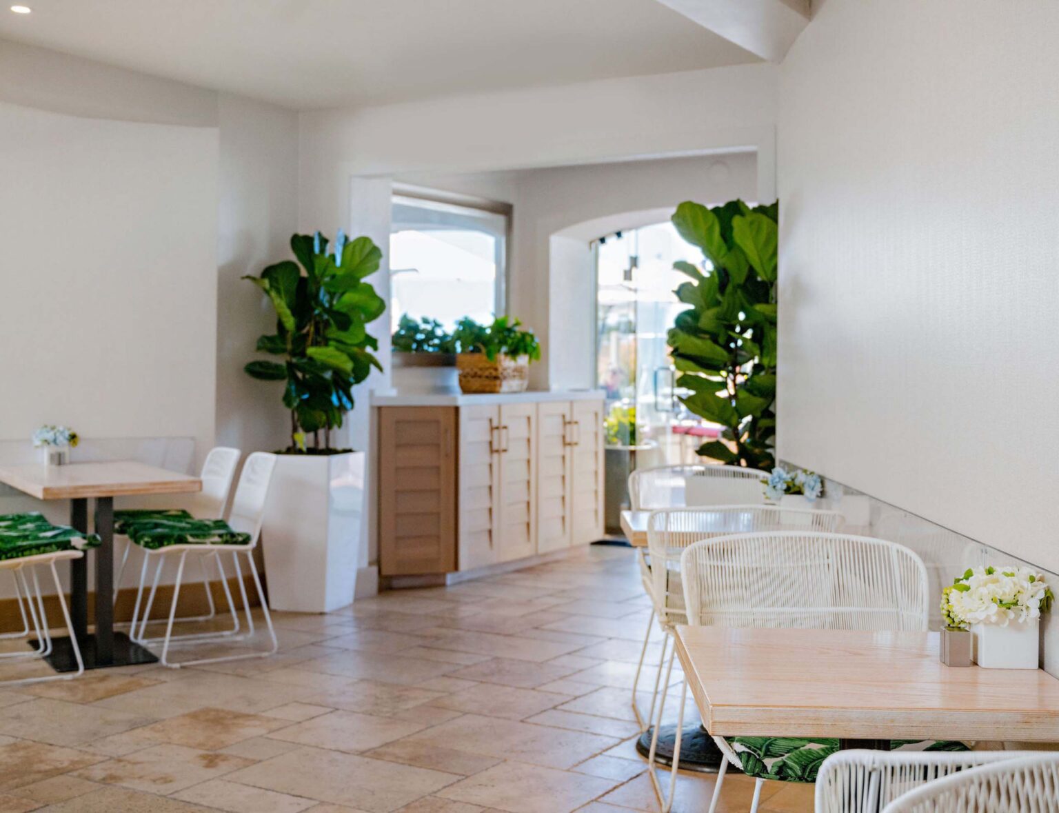 Cafe with tables and chairs
