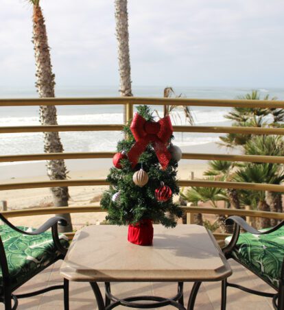 holiday decor on the balcony