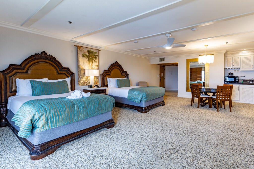 Bedroom beds toward hall