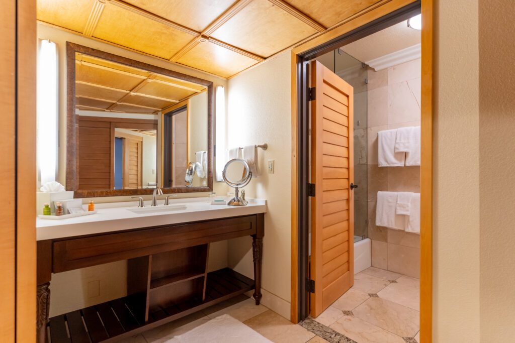 OV Bathroom Vanity into Shower