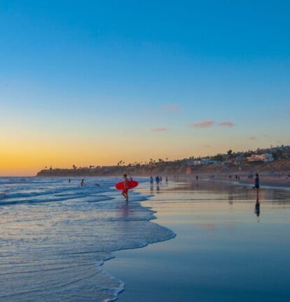 the beach at sunset