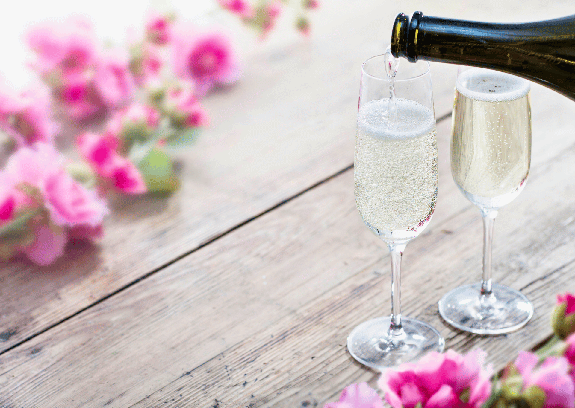 prosecco and flowers