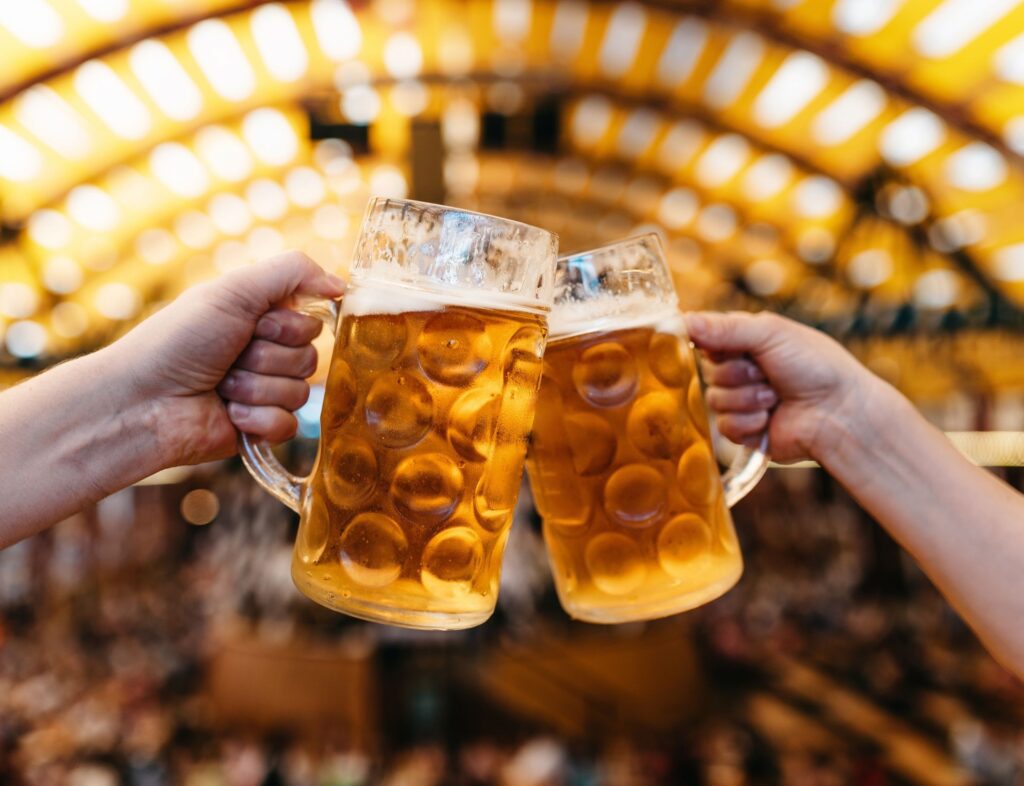 people cheersing beer