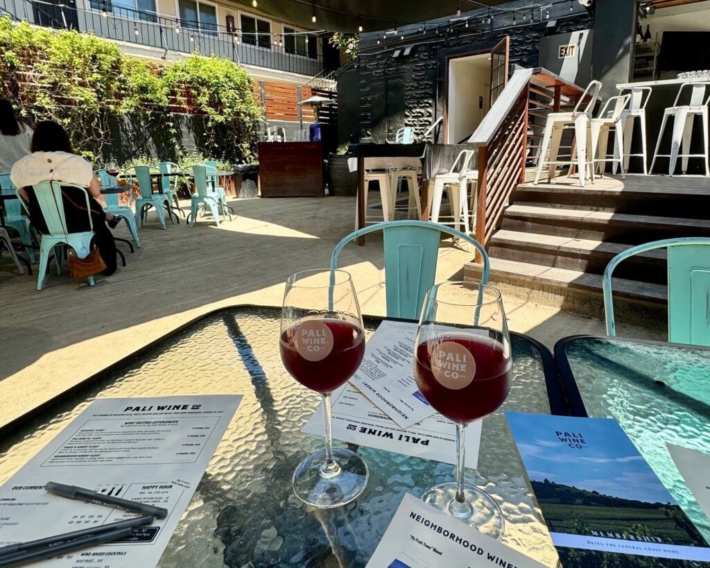 glasses of wine at pali wine co in little italy, san diego