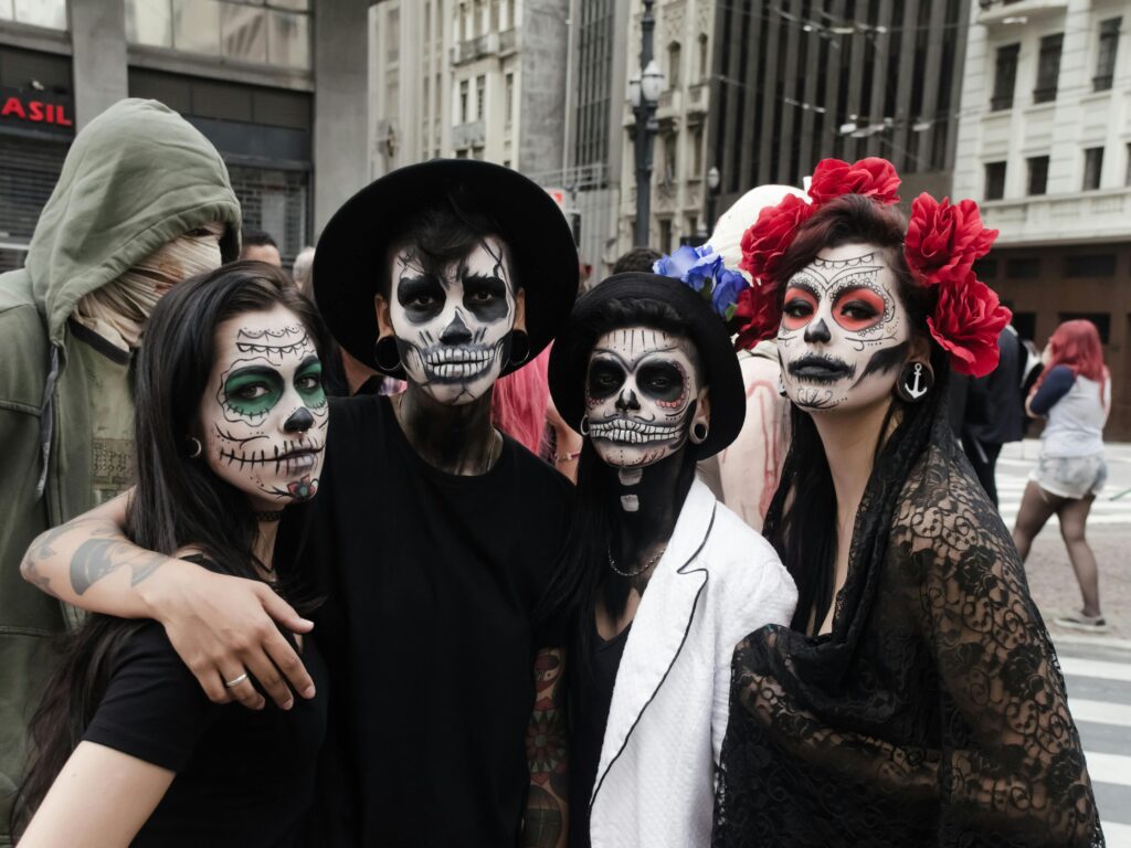 group of people on halloween