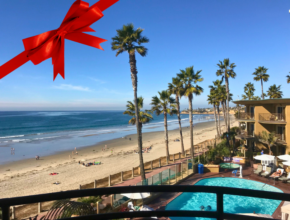 beachfront hotel in pacific beach with gift ribbon