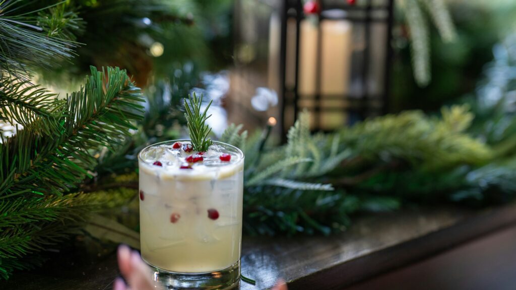 cocktail with christmas decor
