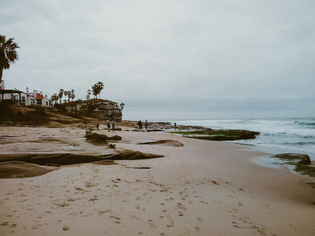 a cloudy day at the beach