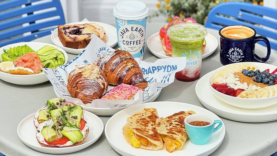 coffee and breakfast on table