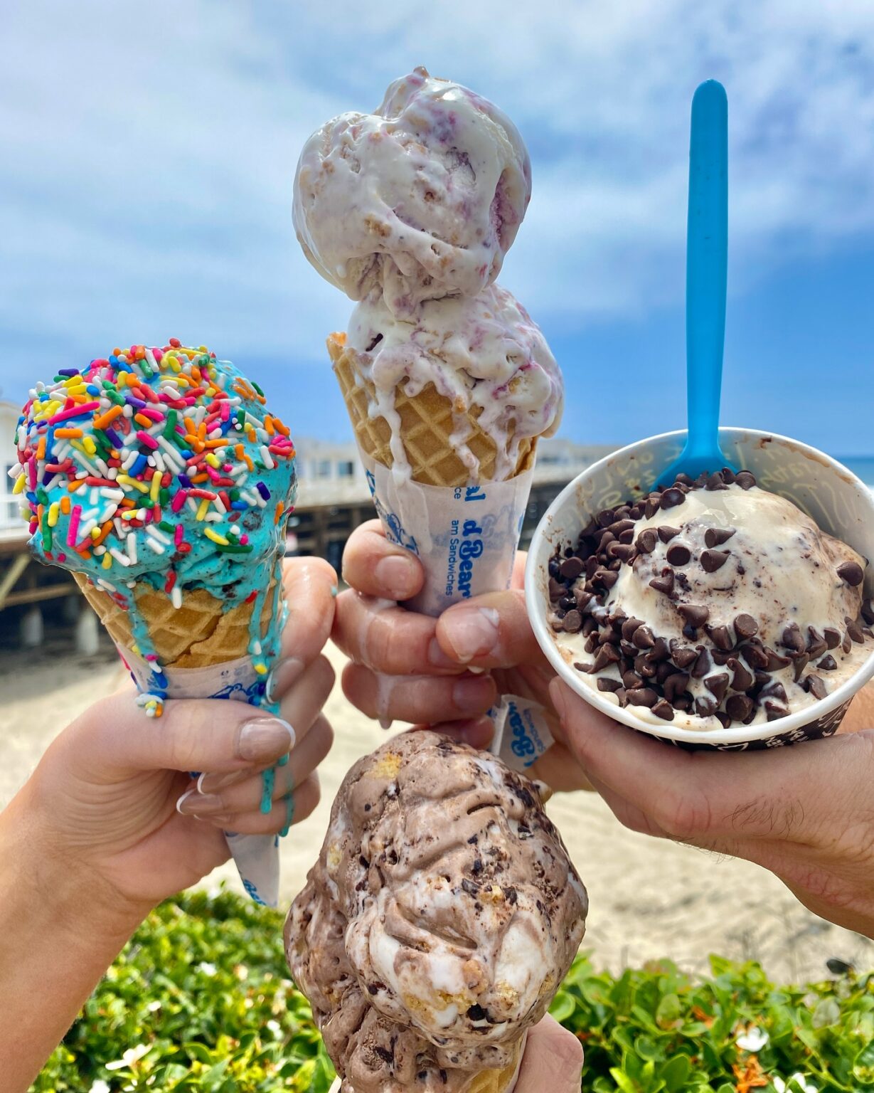 The Baked Bear ice cream in front of the beach