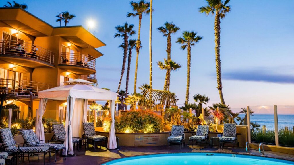 Hotel cabanas and pool